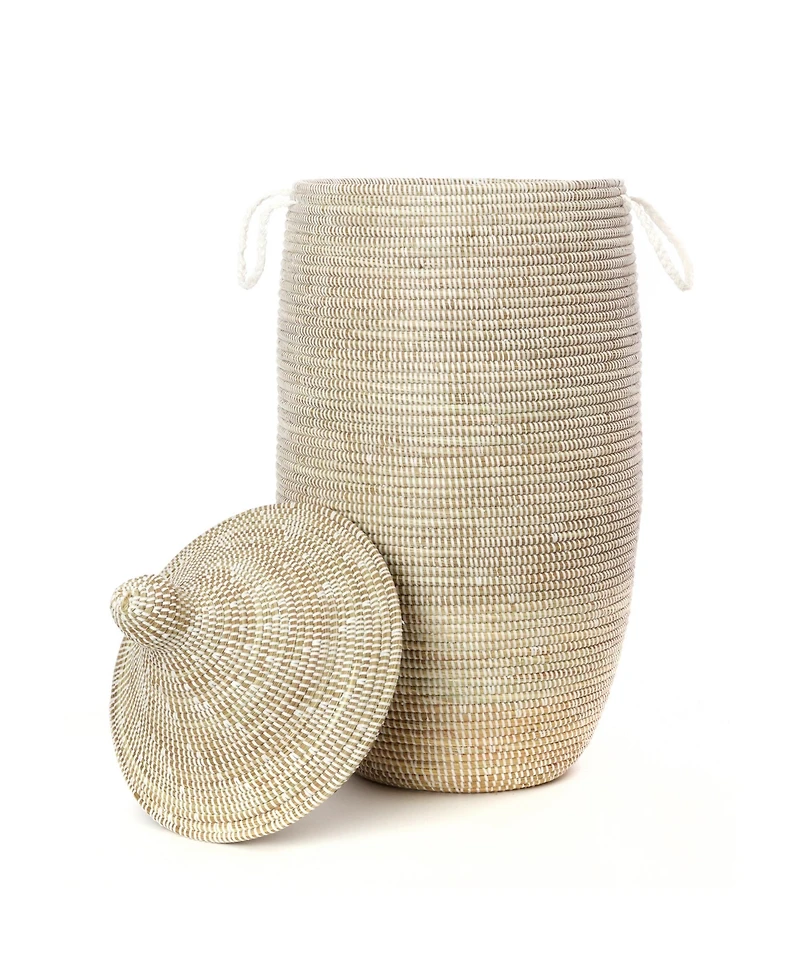 African Modern, Slender Laurel Hamper Basket from Senegal