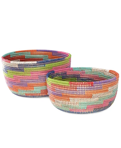African Modern, Colorful Stairwell Nesting Baskets, Set of 2
