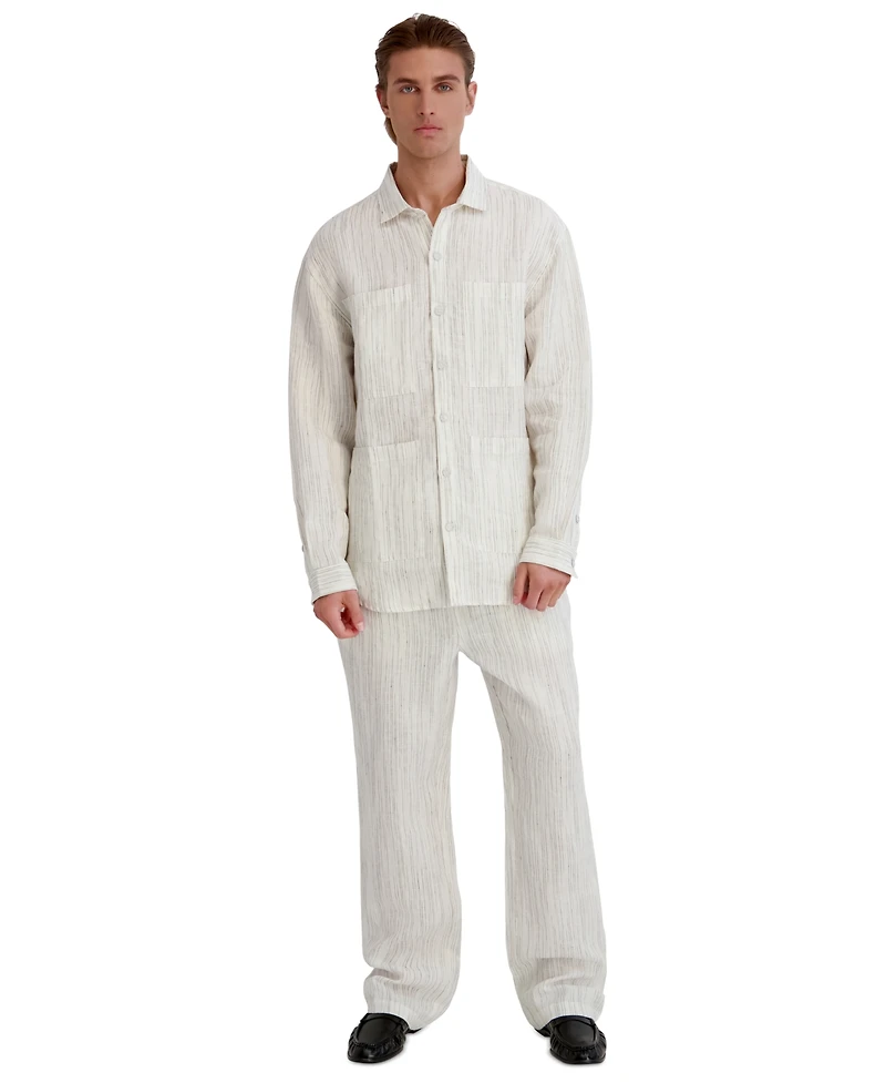 Karl Lagerfeld Paris Men's Striped Four Pocket Shirt