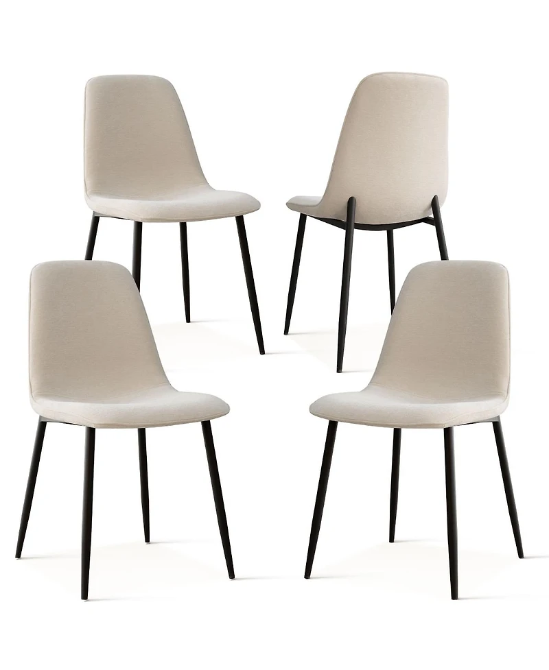 Maison Boucle Modern Chenille Upholstered Dining Chairs Set of 4, Metal Legs