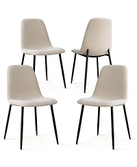 Maison Boucle Modern Chenille Upholstered Dining Chairs Set of 4, Metal Legs