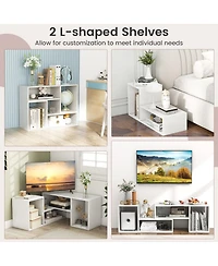 Sugift 2 Pieces Adjustable Tv Stand for TVs up to 55 Inch with Storage Cubes