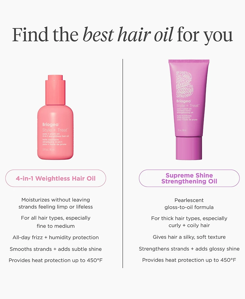 Briogeo Style + Treat Yuzu + Plum Oil 4-in-1 Weightless Hair Oil, 1.5 oz.