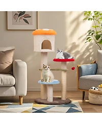 Cozito Cat Tree Mushroom Style with Sisal Posts and Top Condo