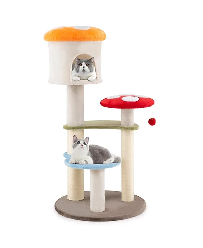 Cozito Cat Tree Mushroom Style with Sisal Posts and Top Condo