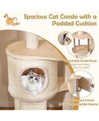 Cozito Cat Tree 56 in Wooden with 2 Sisal Posts and Ladder