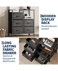 gaomon Lateral File Cabinet with 5 Fabric Drawers - 24.8" Filing Cabinet, Rustic Printer Stand, Cabinet
