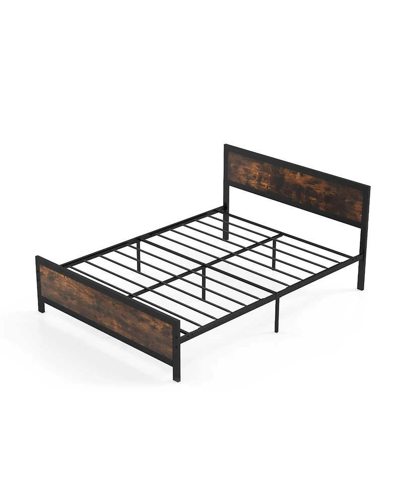 Slickblue Heavy Duty Metal Platform Bed Frame with Headboard Footboard for Bedroom
