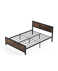 Slickblue Heavy Duty Metal Platform Bed Frame with Headboard Footboard for Bedroom