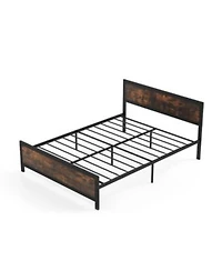 Slickblue Heavy Duty Metal Platform Bed Frame with Headboard Footboard for Bedroom