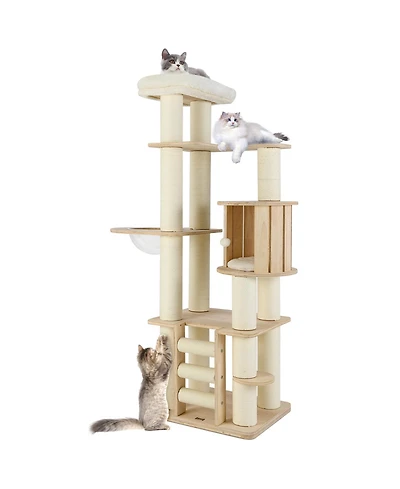 Cozito Cat Tree 71 inch Wooden with Perch Condo Space Capsule