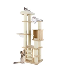 Cozito Cat Tree 71 inch Wooden with Perch Condo Space Capsule