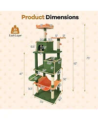 Cozito Cat Tree 58 inch Modern with Plush Perch and 2 Condos