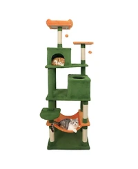 Cozito Cat Tree 58 inch Modern with Plush Perch and 2 Condos