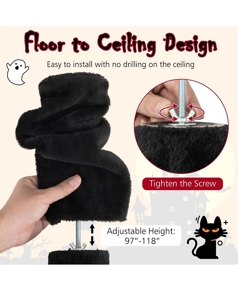 Cozito Floor to Ceiling Cat Tree 97-118 in Gothic 5-Tier with Condo
