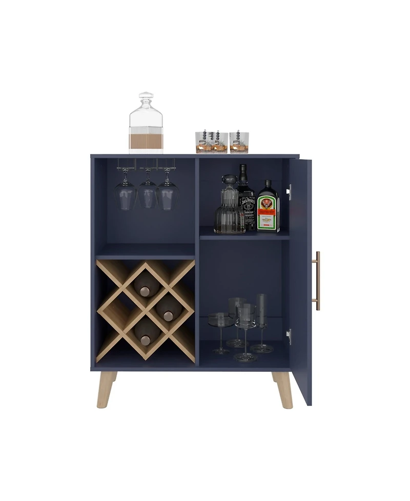 Fm Furniture Angela Bar Cabinet with Wine Rack, and Multifunctional Compartments