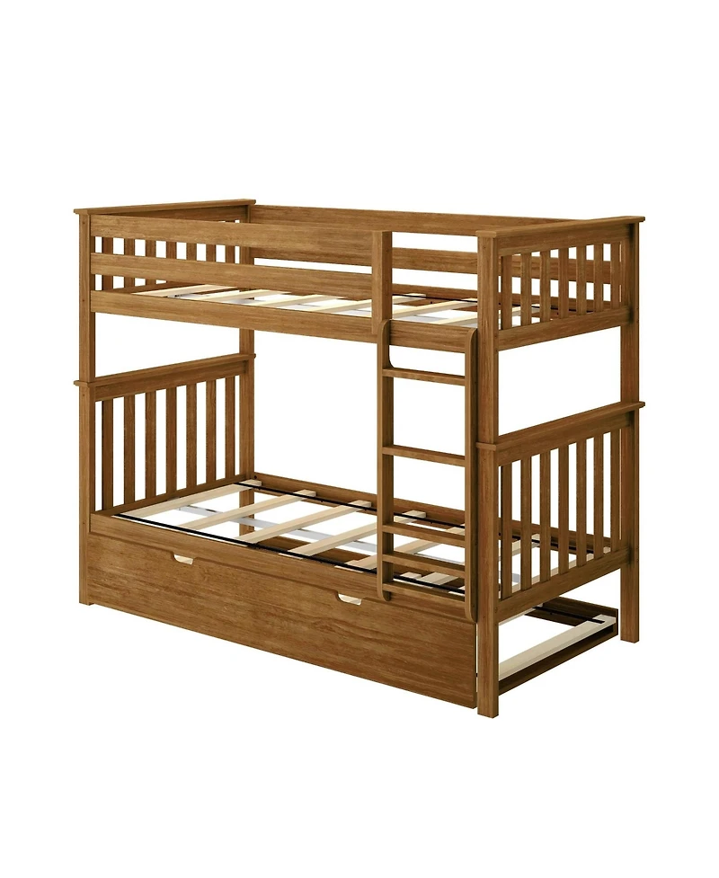 Max & Lily Solid Wood Bunk Bed with Storage Trundle for Kids
