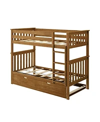 Max & Lily Solid Wood Bunk Bed with Storage Trundle for Kids
