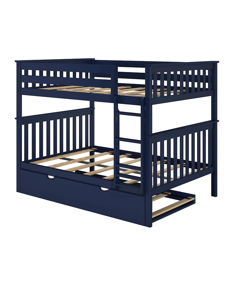 Max & Lily Solid Wood Bunk Bed with Storage Trundle for Kids