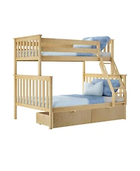 Max & Lily Solid Wood Bunk Bed with Storage Drawers and Ladder for Kids