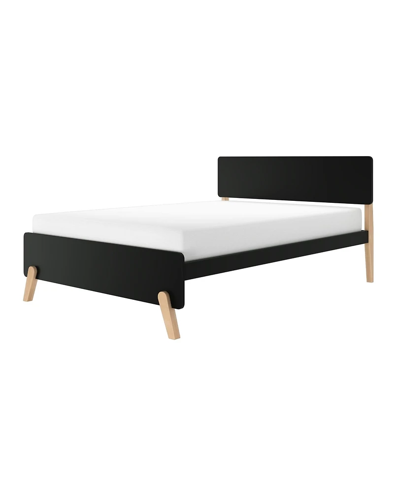 Max & Lily Bed Frame, Mid-Century Modern Solid Wood Platform for Kids, Strong Slat Support, No Box Spring Needed