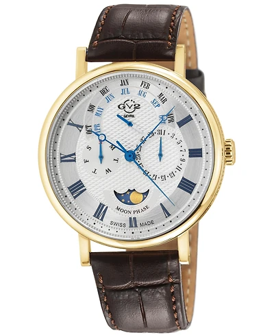 GV2 by Gevril Men's Maestro Swiss Quartz Italian Leather Strap Watch