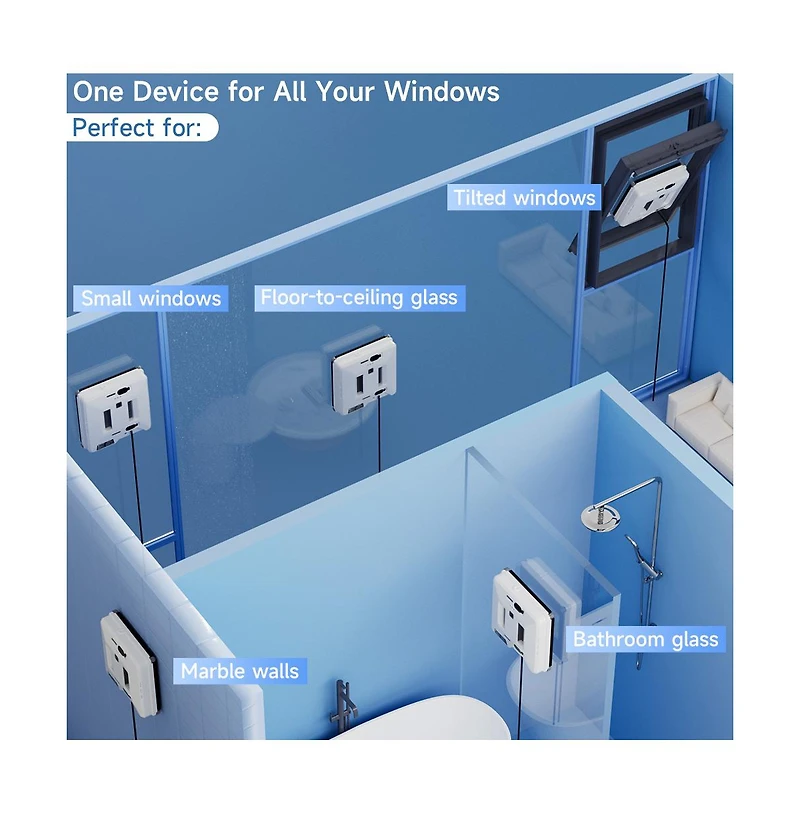 Topteng Smart Window Cleaning Robot – 3000Pa Suction, Auto And Remote Control