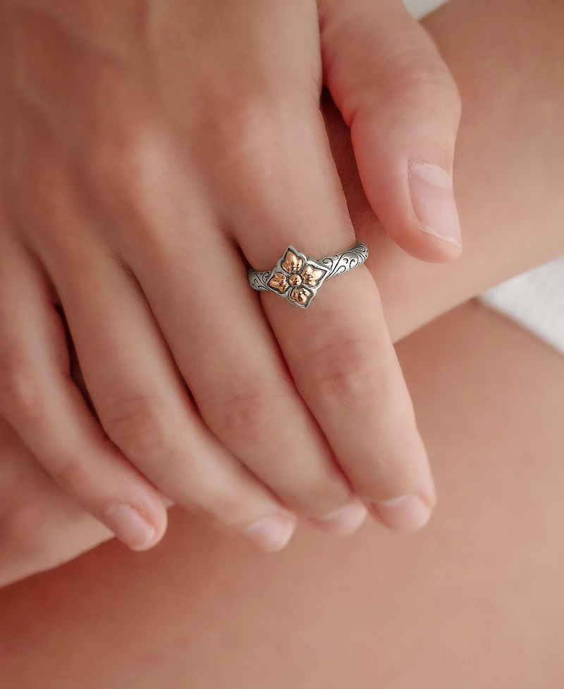 Devata Maple Leaf Ring Sterling Silver and 18K Gold Accents