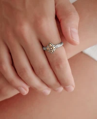 Devata Maple Leaf Ring Sterling Silver and 18K Gold Accents