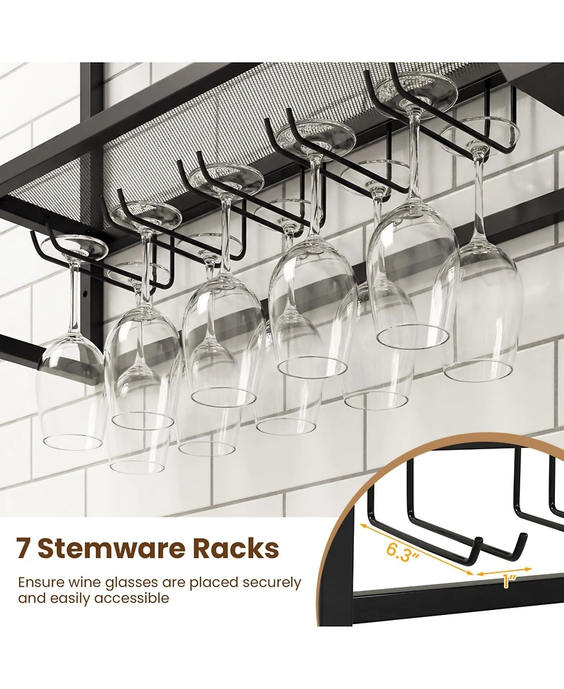 Slickblue 47 Inch Wall Wine Rack Floating Shelves for Home Bar Storage