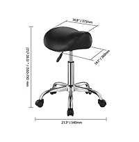 Sugift Ergonomic Saddle Stool with Wheels, 450 lbs Capacity Height Adjustable Pu Leather Swivel Chair for Salon Spa Massage Clinic