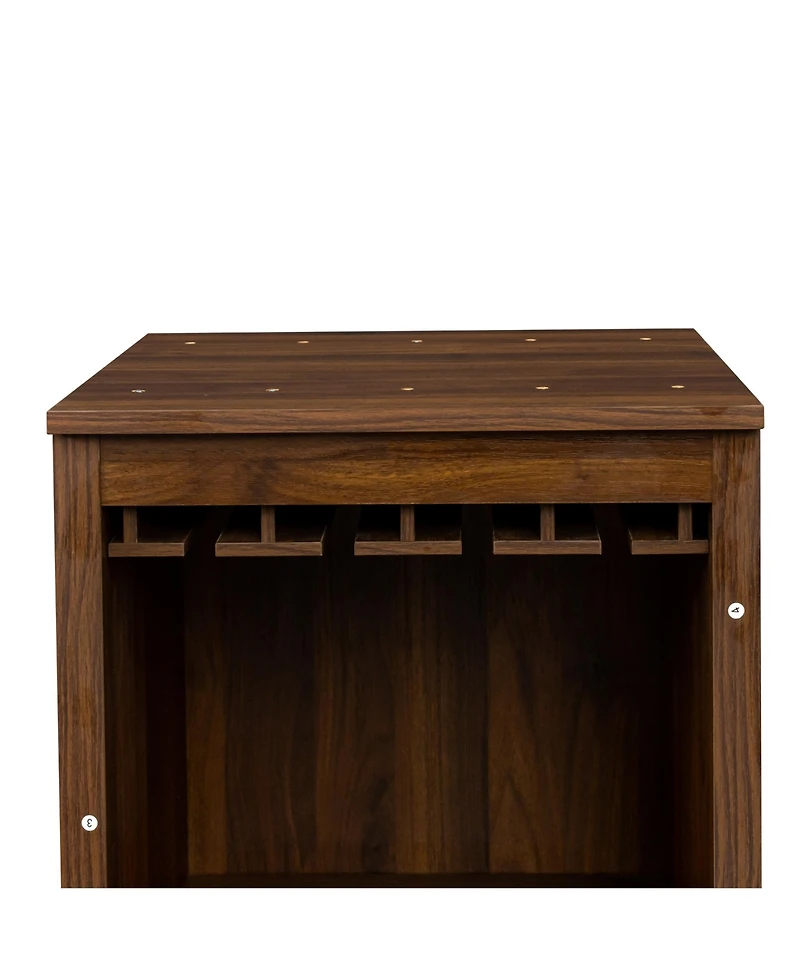 Flynama Modular Wine Bar Cabinet with Hutch and Storage