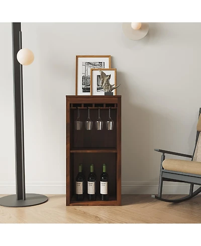Flynama Modular Wine Bar Cabinet with Hutch and Storage
