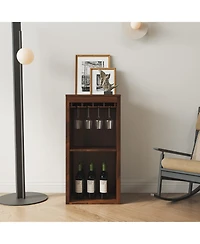 Flynama Modular Wine Bar Cabinet with Hutch and Storage