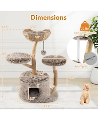 Cozito Cat Tree Solid Pear Wood with Perch and Sisal Posts