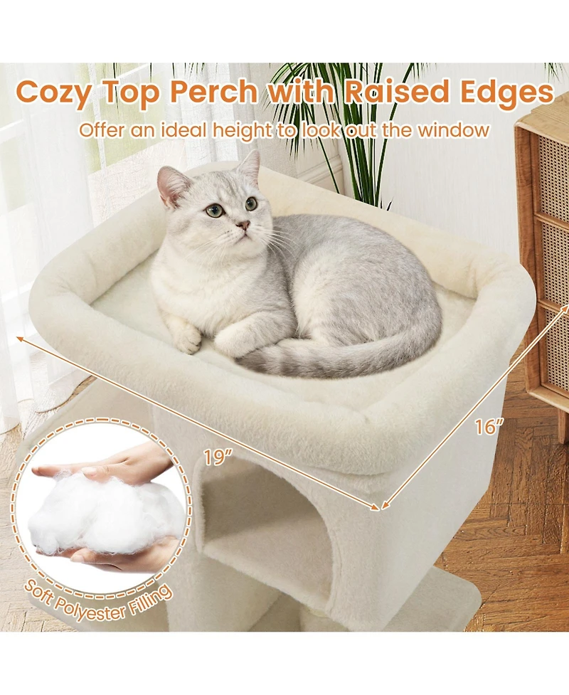 Cozito Cat Tree 24 inch Space-Saving with Perch and 2 Condos