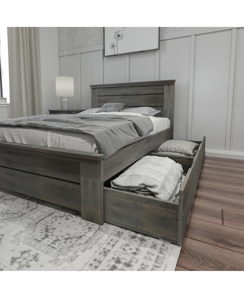 Max & Lily Full Bed Frame with Storage Drawers, Solid Wood Platform for Kids