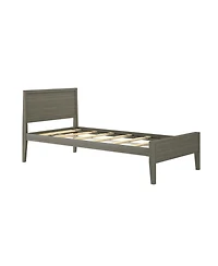 Max & Lily Twin Bed Frame, Solid Wood Classic Platform with Panel Headboard for Kids