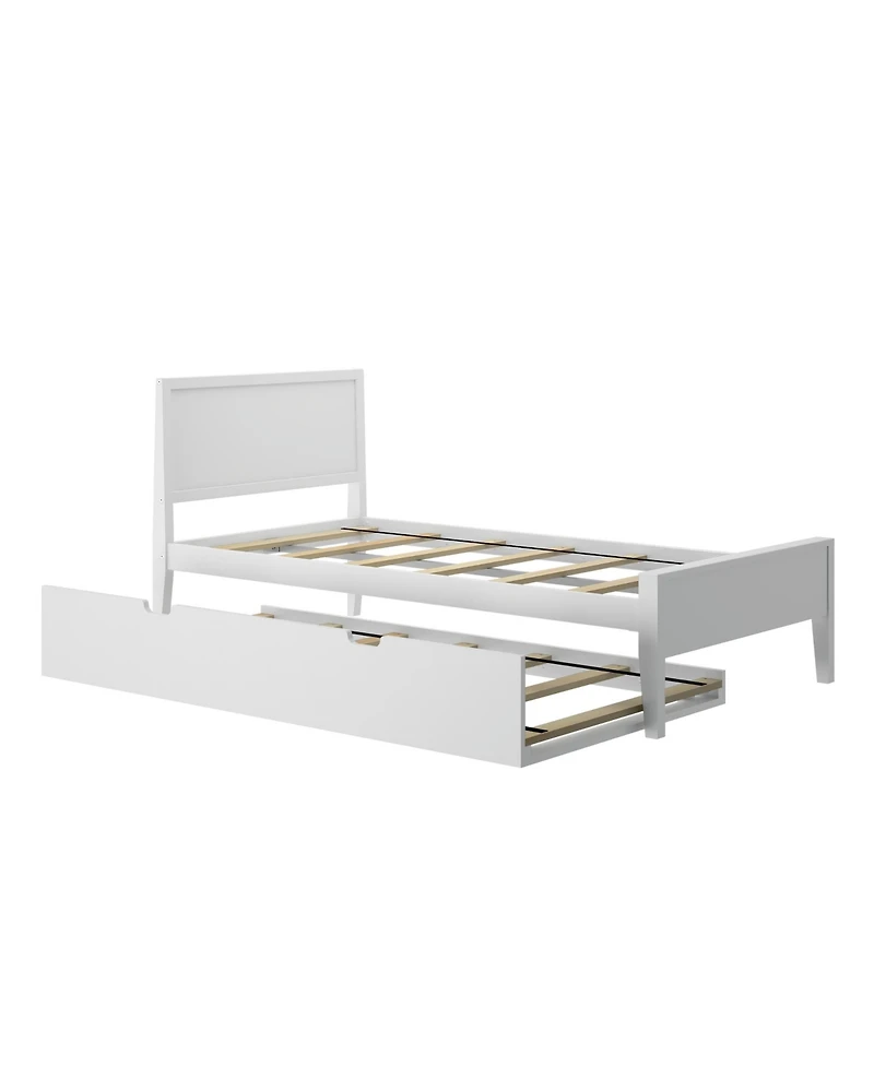 Max & Lily Twin Bed with Trundle, Classic Solid Wood Platform Panel Headboard