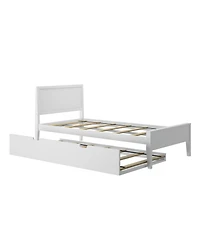 Max & Lily Twin Bed with Trundle, Classic Solid Wood Platform Panel Headboard