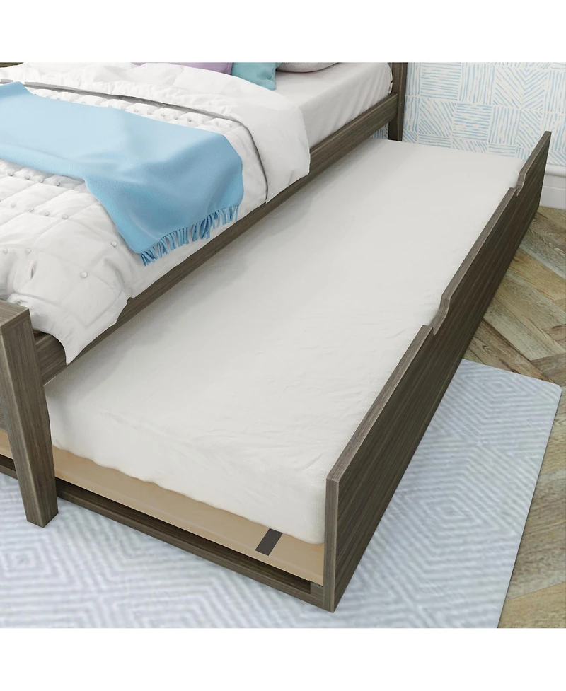 Max & Lily Twin Bed with Trundle, Classic Solid Wood Platform Panel Headboard