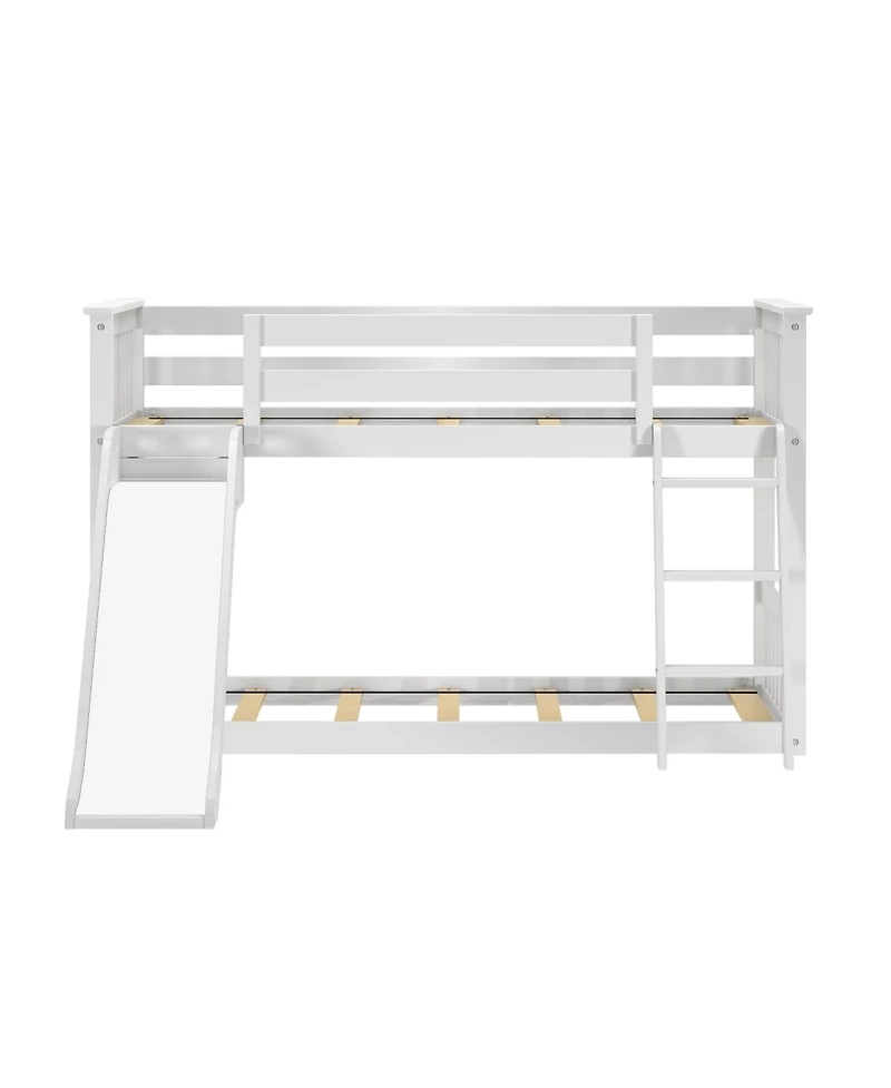 Max & Lily Low Bunk With Easy Slide and Farmhouse Curtain