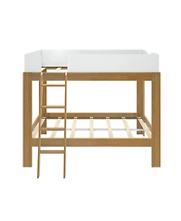 Max and Lily Mid-Century Modern Full Over Full Bunk Bed, White/Pecan