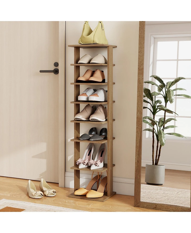Sugift 7-Tier Vertical Space-Saving Shoe Rack with Adjustable Shelves