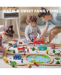 Tiny Land Wooden Train Set 110 Pcs
