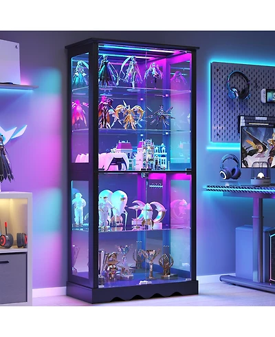 Vlsrka 71" Tall Curio Cabinet with Rgb Lights for Collectibles