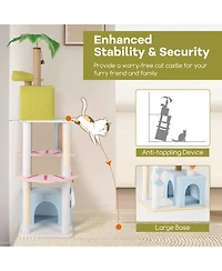 Cozito Cat Tower 71 in Multi-Level Aesthetic Beach-Themed Design