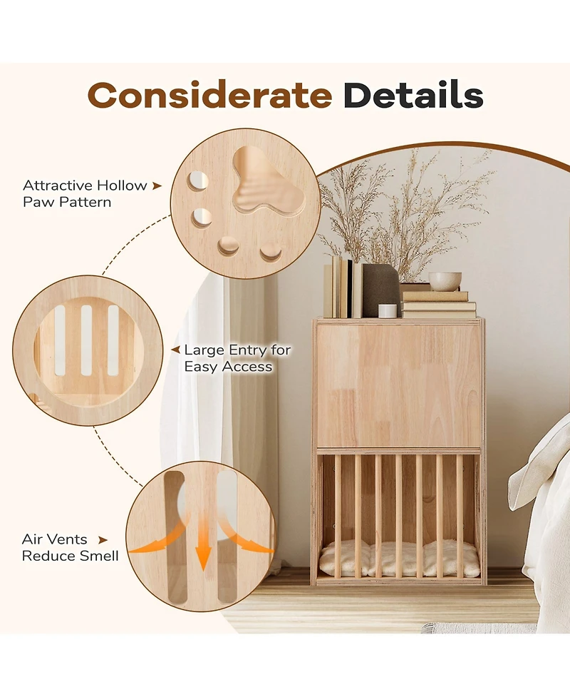 Cozito Cat Condo 2-Tier Wooden Indoor with Removable Cushions
