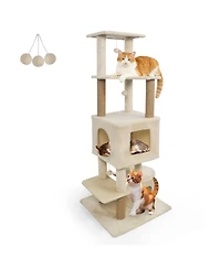 Cozito Cat Tree 64 inch with 2 Condos and Jute Scratching Posts
