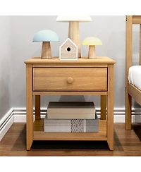 Max and Lily Nightstand with Storage Drawer, Small Solid Wood Bedside, Side Tables for Bedroom